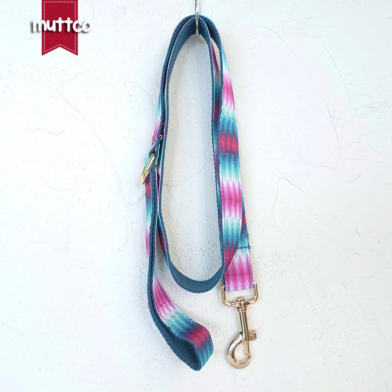 MUTTCO retailing cool self-design collar for dog the GREEN print dog leash 5 sizes UDC010J