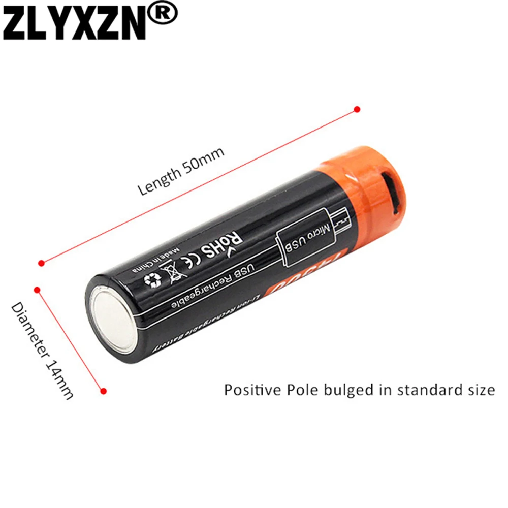 1-6 sztuk USB 14500 3.7V ICR14500 750mAh 3.7v akumulator litowo-jonowy led latarka płasko zakończony bateria 14mm * 50mm