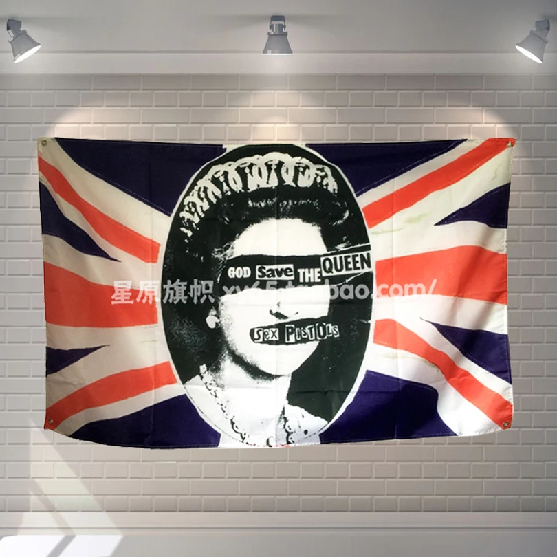 

"GOD SAVE THE QUEEN" Large music festival Party background decoration poster banner hanging painting cloth art 56X36 inches