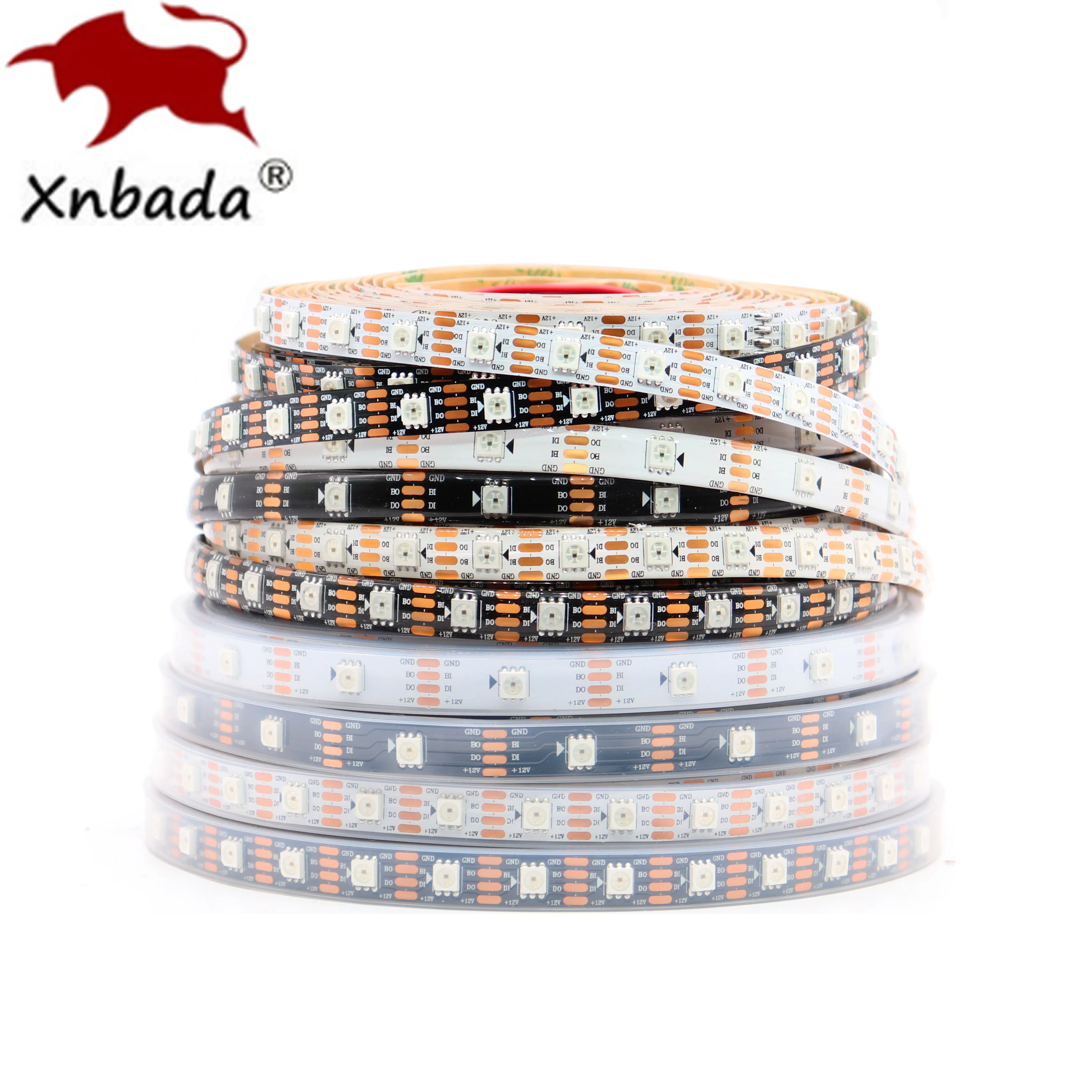 DC12V WS2815(WS2812B WS2813 Update) RGB Led Pixel Strip,Individually Addressable White/Black PCB Dual-Signal Led Flexible Light