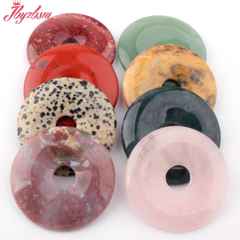 50mm Natural Donut Ring Natural Stone Loose Beads for Handicrafts DIY Accessories Charms Pendant Necklace Jewelry Making 1 Pcs