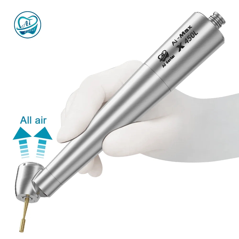 

AI-X450L Dentist Tools 45 Angle Head Air Turbine High Speed Handpiece with LED Optoic Triple Water Jet Dental Instrument