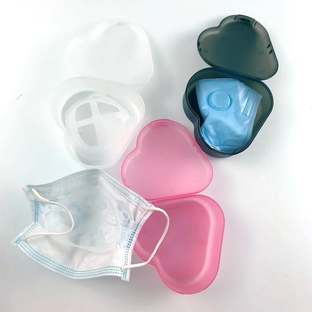 Heart Shape Dustproof Mask Storage Case Disposable Face Masks Holder Container Safe Pollution-Free Protection Mask Cleaning Tool