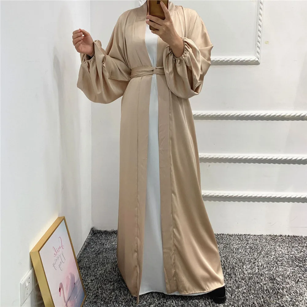 Dubajskie kobiety jednolity kolor Kaftan muzułmański otwarty kardigan Kimono arabski Abaya długa sukienka Ramadan islamski Kaftan indyk 5 kolorów szata