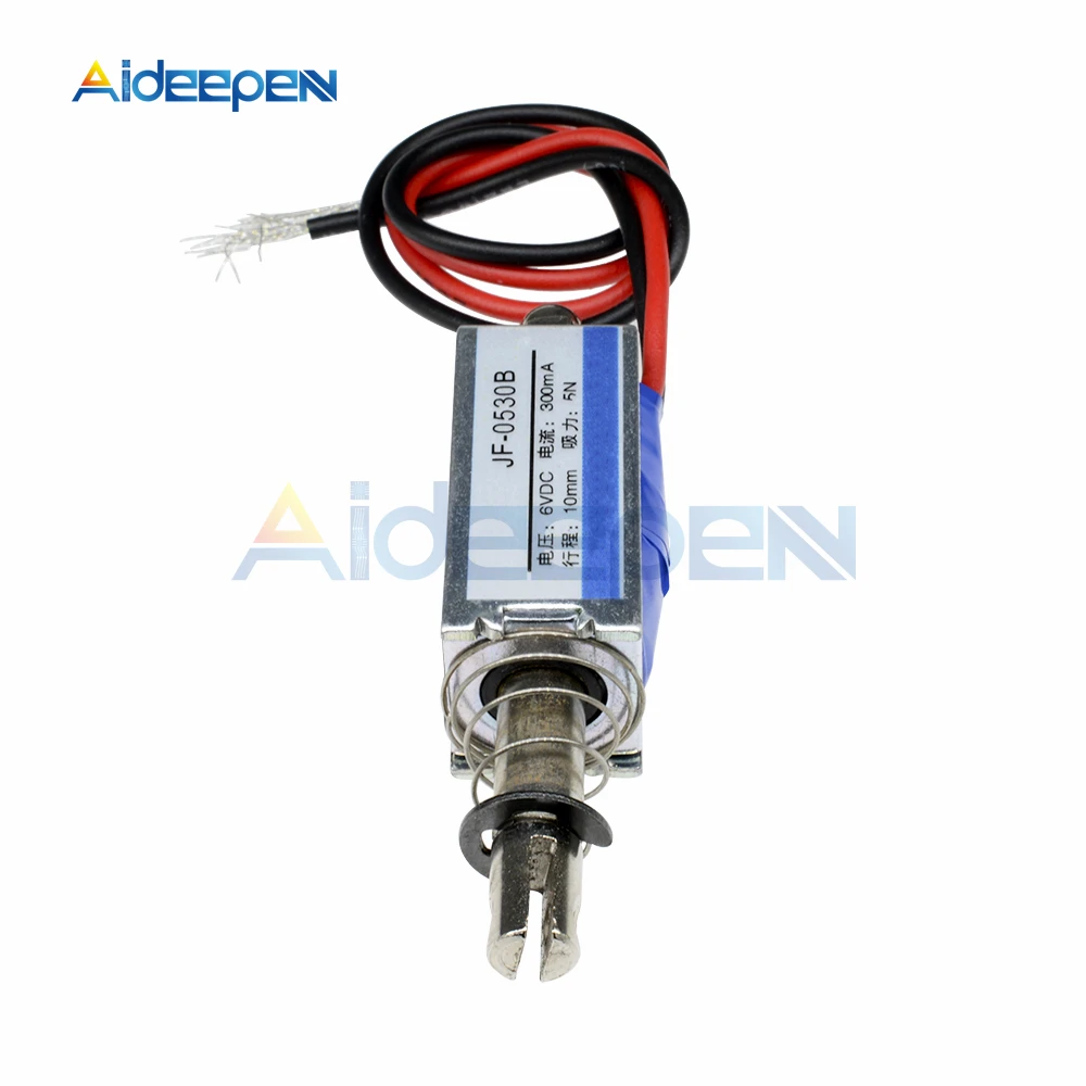 JF-0530B DC 6V 12V 24V Push Pull Type Linear Solenoid Switch Open Frame Electromagnet Keepping Force 5N Travel 10mm Solenoid