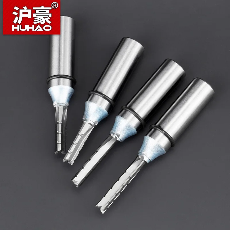 HUHAO TCT Straight Milling Cutter 3 Flutes 1/2 Shank MDF Plywood Chipboard Wood Carving Trimming Slotting Router Bit Endmill