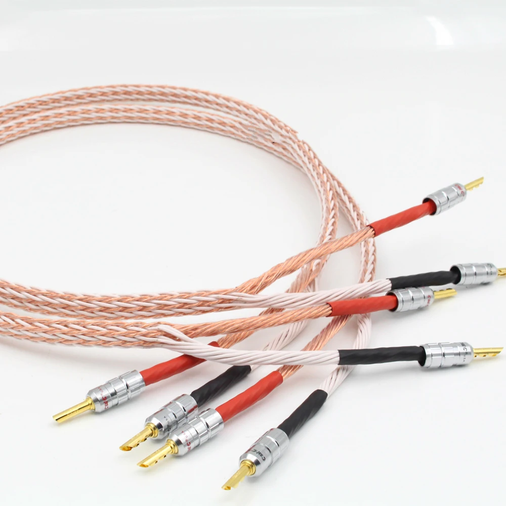 HIFI 12TC Hifi Speaker Cable Banana plug Single wire or Bi wire Hi-end OCC Speaker Wire