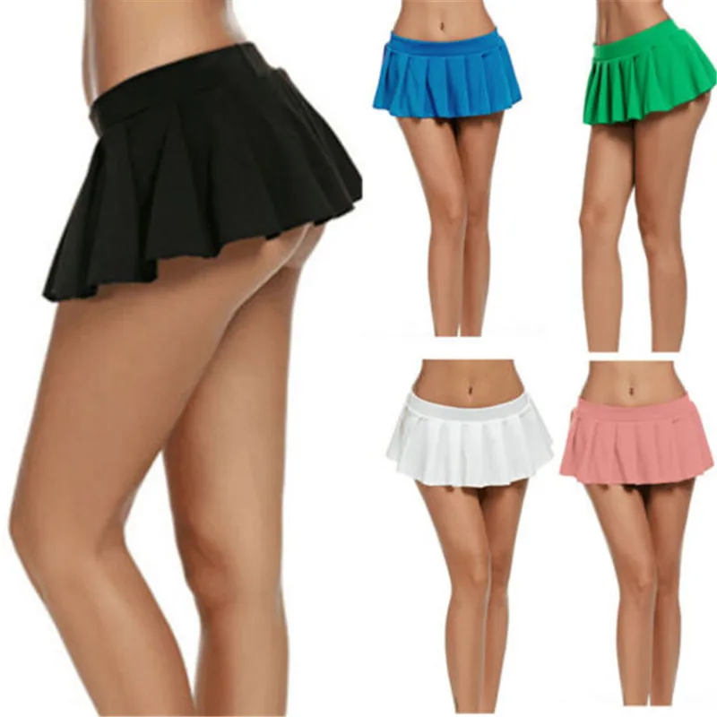 Women Pleated Mini Skirt Sexy Lingerie School Girl Micro Cosplay Club Costume Solid Color Short Skirts Underwear 2021 Hot