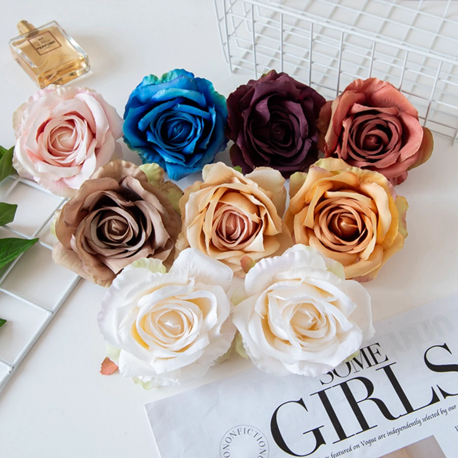 100 Stück Künstliche Blumen Seidenrosen Scrapbook Brautaccessoires Ausverkauf Hochzeit Heimdekoration Weihnachtsgirlande Blumenwand – Detail 1