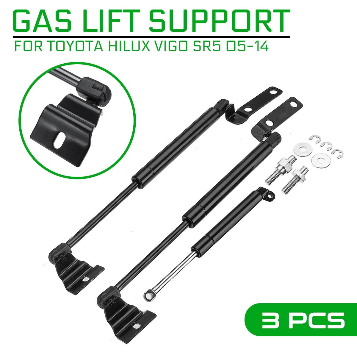 

3pcs For Toyota Hilux Vigo SR5 2005-2014 Car Front Bonnet + Tailgate Gas Lift Support Struts Bars Support Rod Car Accessories