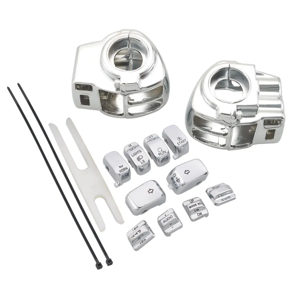 Motorcycle Chrome Switch Housings Switch Caps For Harley Glides FLHTCU FLHTK FLTR FLTRU FLHRC FLHTCUTG FLHR Handlebar Controls