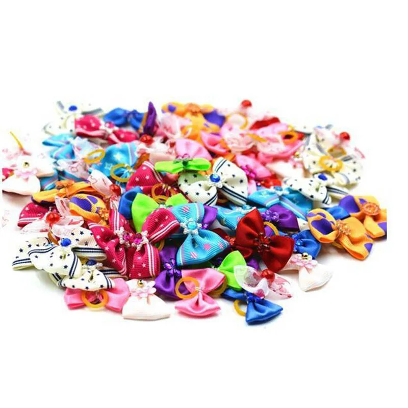 20/50/100pcs /Set Dog Hair Flower Pet Dog Hair Bows Pet Hair Accessories Dog Hair Elastic Bands Cat Decoration Bows