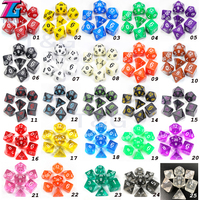 Wholesales 7pc/lot Dice Set Polyhedral D4,D6,D8,D10,D10%,D12,D20 Colorful Accessories for Board Game,DNDGame, RPG 25 Colors
