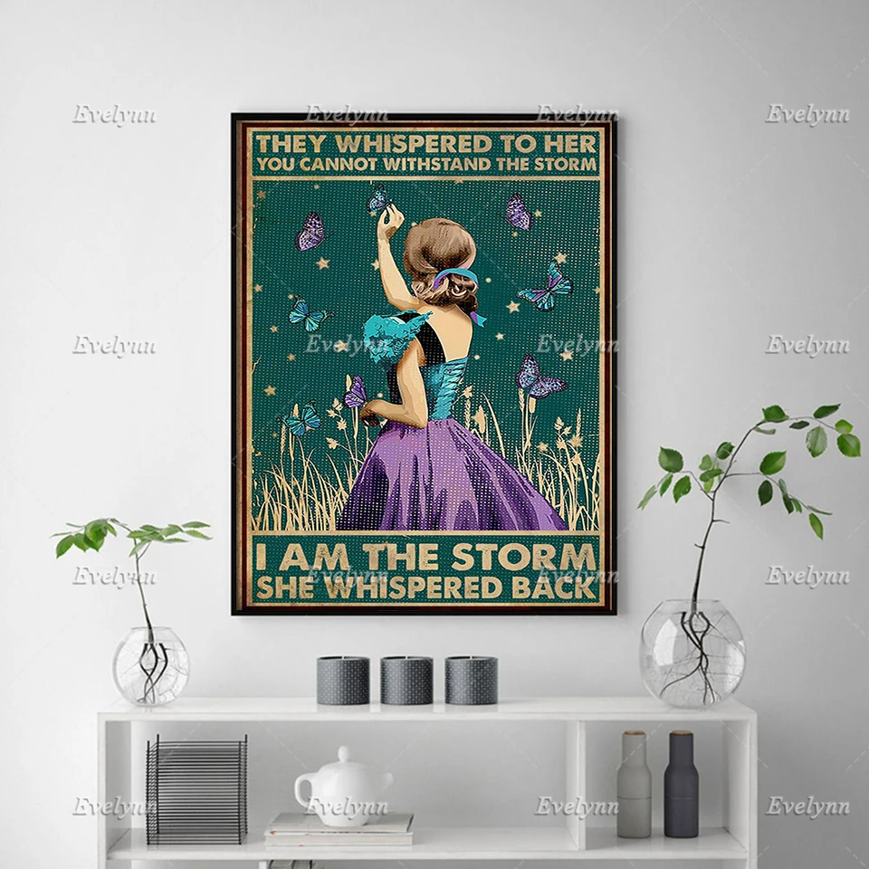 Suicide Prevention Awareness Girl They Whispered To Her You Cannot Withstand The Storm Prints Home Decor Canvas Floating Frame