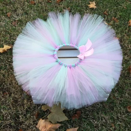 Girls Pastel Tutu Skirts Baby Ballet Tutus Tulle Pettiskirt Underskirts with Pink Satin Bow Kids Birthday Party Costume Skirt