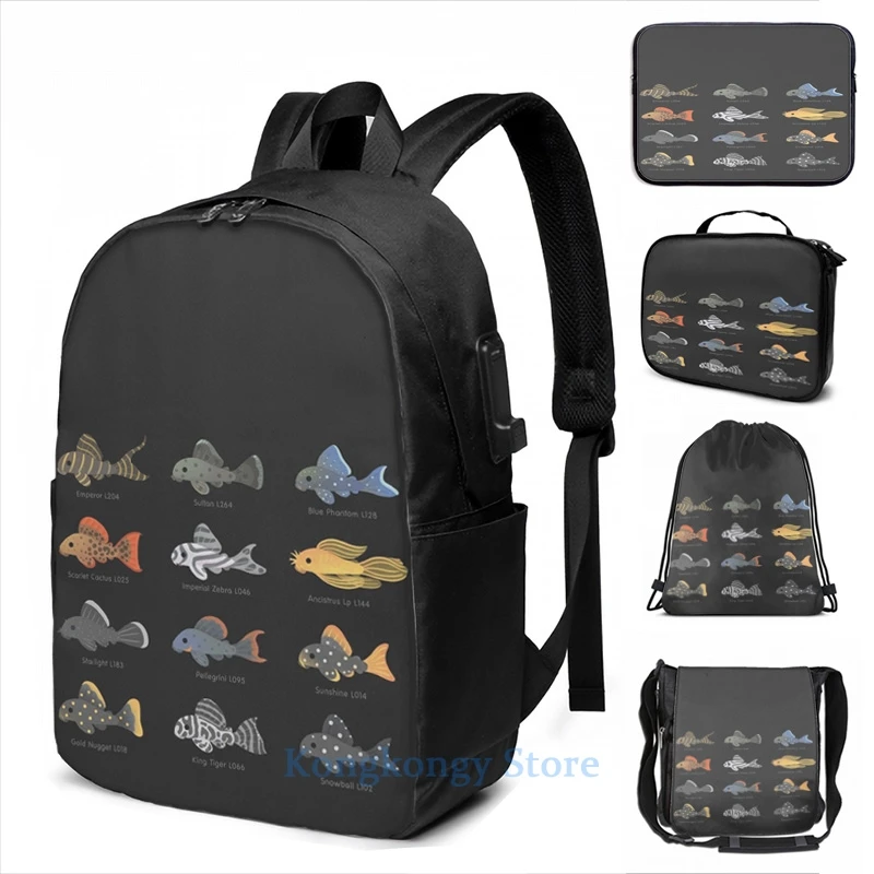 Funny Graphic print Pleco! - black USB Charge Backpack men School bags Women bag Travel laptop bag