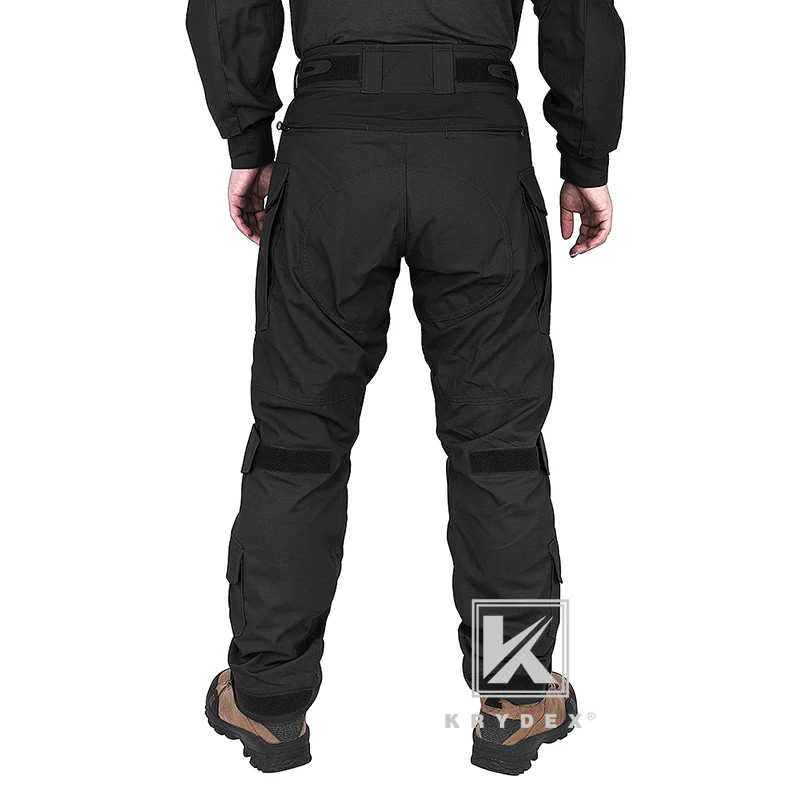 KRYDEX Tactical Combat Pants For Paintball Hunting Battlefield Assault Trousers Uniform w/ Knee Pads Black