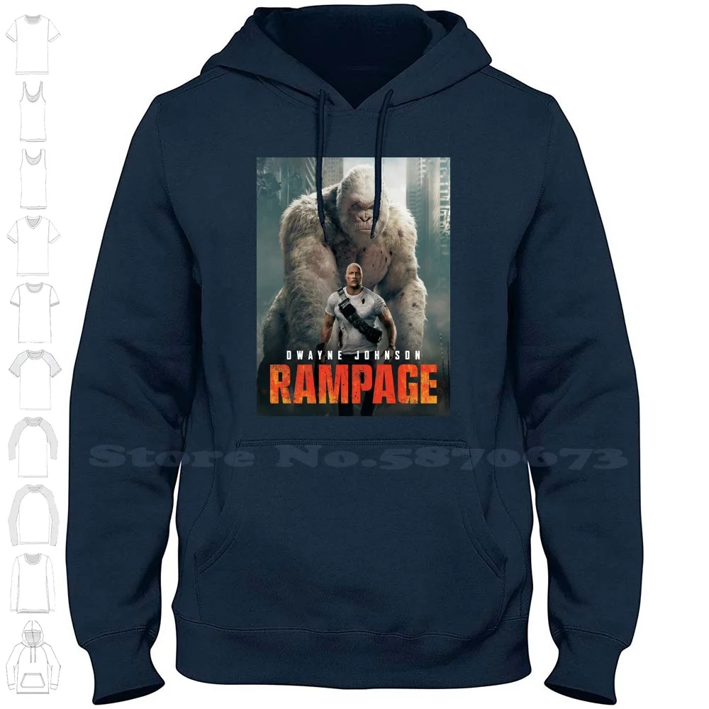 Dwayne Jhonson Rampage 100% Cotton Hoodie T-Shirt Rampage Monster King Kong Retro Kaiju Sonorama Comics Fan Tas Tic Vintage