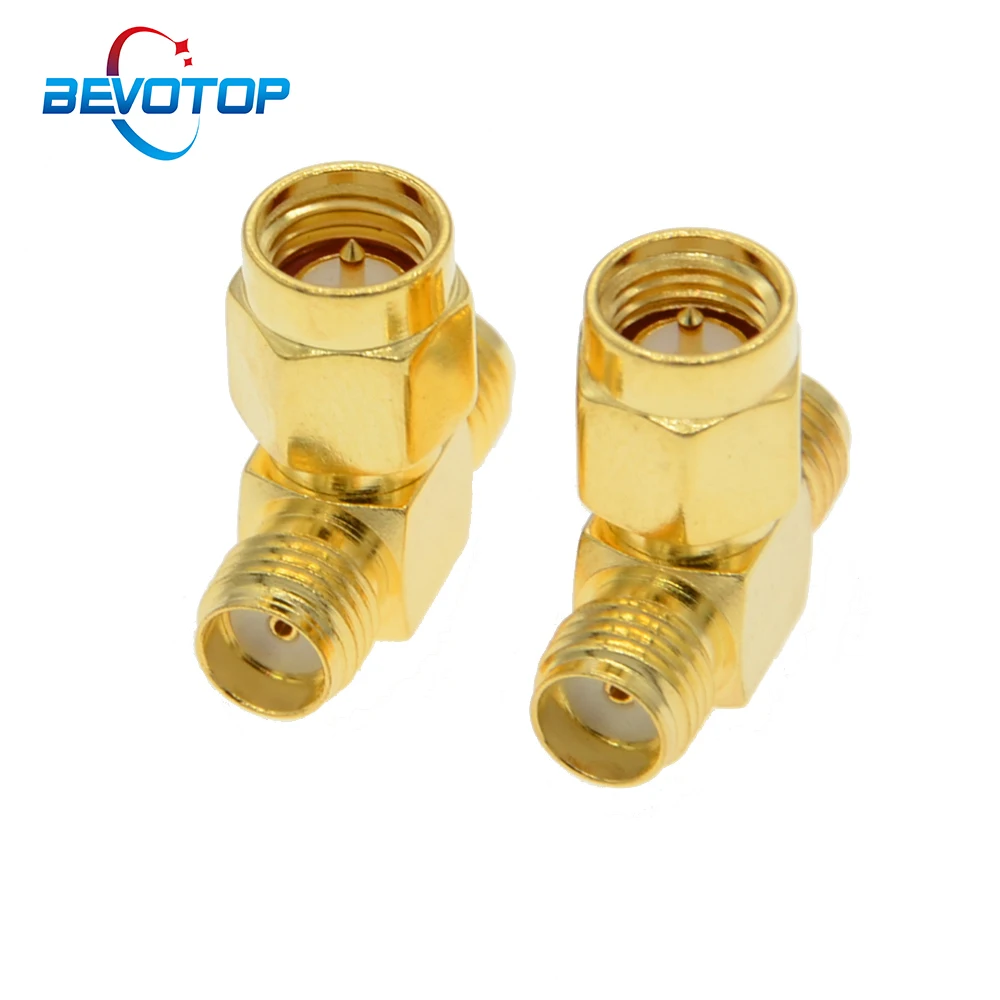 2 PCS/lot T Type SMA Male Plug to 2 Dual SMA Female Jack Triple T RF Coax Adapter Connector 3 Way SMA Male to 2 Female Adapter