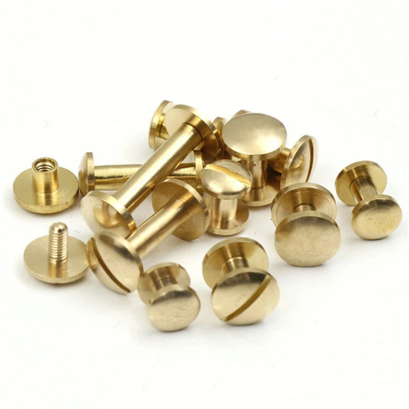 20Pcs plane/Arc Brass Screw Rivets DIY Luggage Leather Accessories Screw Stud Belt Nail Screw Buckle Album Binding Books spikes