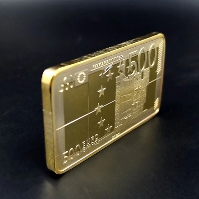 جميل جدا 500 اليورو الذهب البنكنوت بار 24k 999.9 معدن مطلي بالذهب القضبان هدايا تذكارية