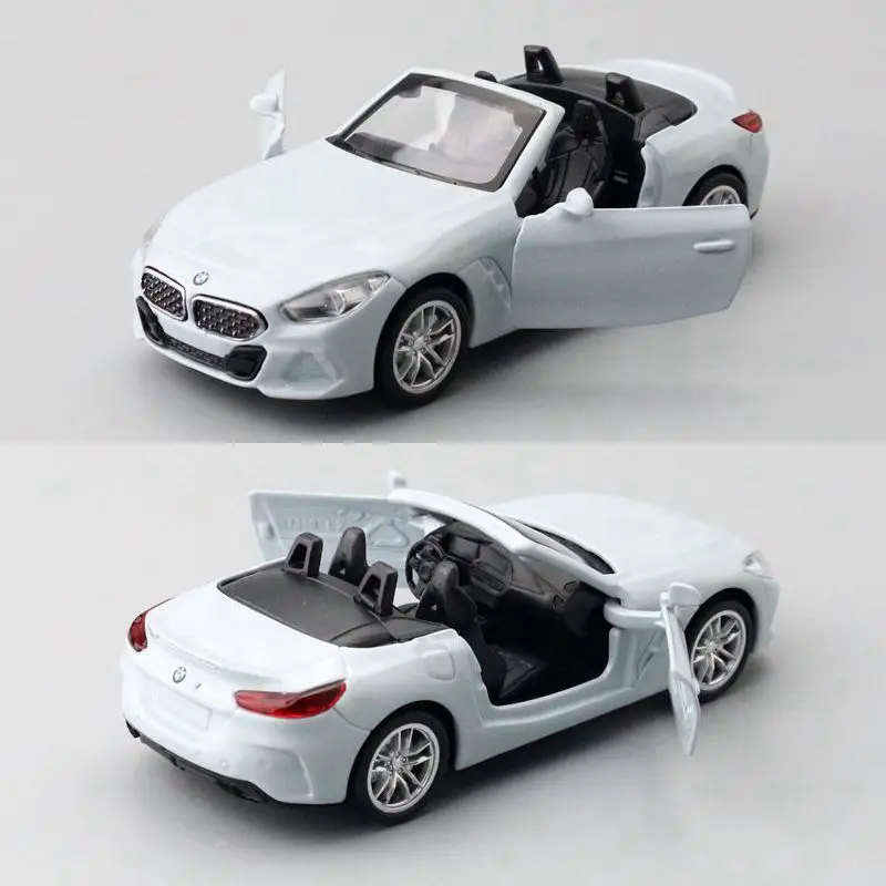 Diecast Metal Toy Model 1:38 Scale BMW Z4 M40i Convertible Car Pull Back Educational Collection Doors Openable Gift Match Box