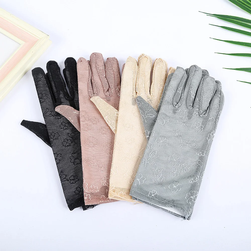 Women New Mesh Breathable Gloves Outdoor UV-proof Riding Screen Sun Protection Gloves Party Household Summer Lace Gloves