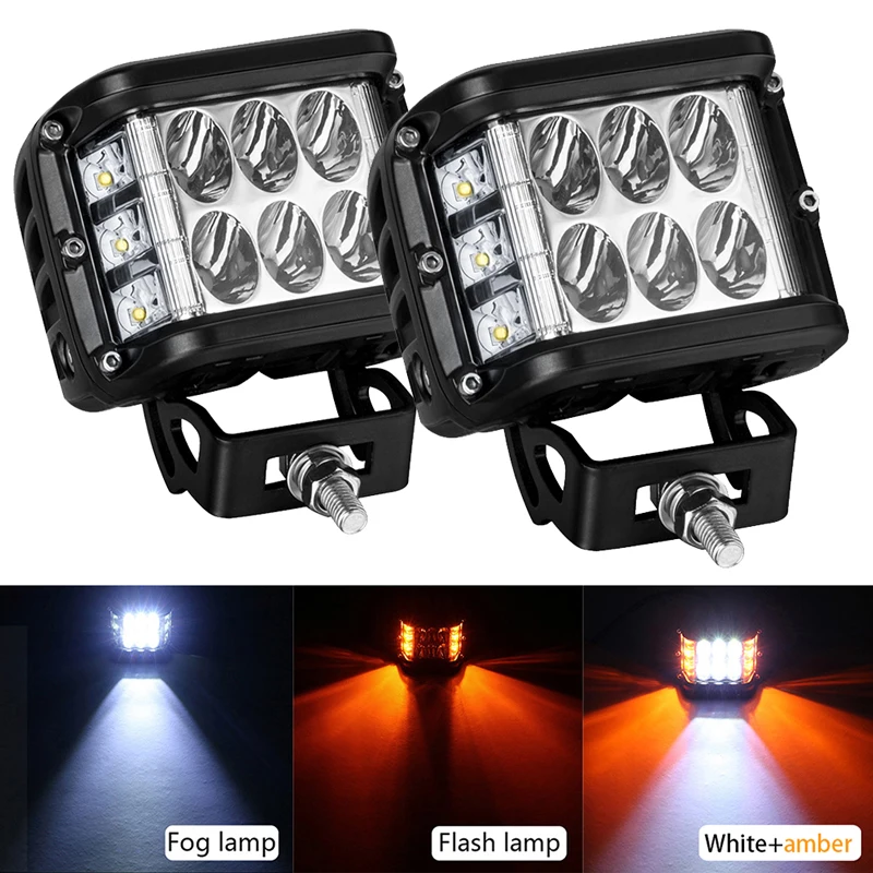 1Pcs Dually 4 Inch 60W Cube Side Shooter LED Work Light Strobe Driving For Off-road Truck Tractor SUV ATV 4WD Boat 4x4