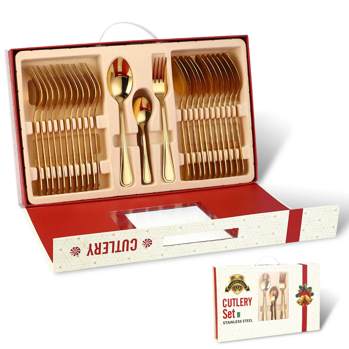 

Stainless Steel 36-piece Cutlery Set Fork Spoon Knife Dinnerware Rose Gold Kitchenware Christmas Gifts Spoon and Fork Gift Box