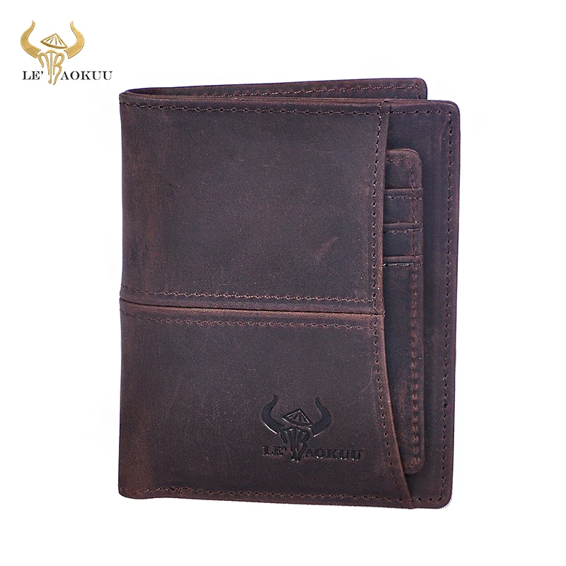 

Hot Sale Quality Leather Male Genuine leather Design Standard Vertical Wallet Purse With Removable Card Case For Men 7703-bl