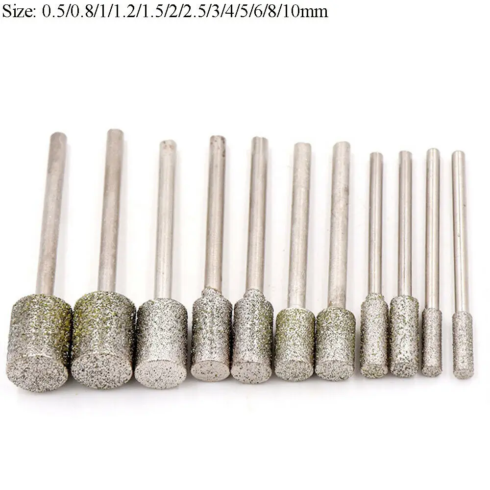 0.5mm-10mm Diamond Burr Grinding Engraving Bit 2.35/3mm Shank for Dremel Rotary