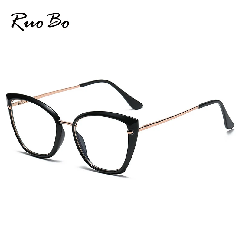 

RUOBO Cat Eye Design Anti Blue Light Glasses For Women Computer Blue Blocking TR90 Metal Protect Eyewear Frame Optical Spectacle