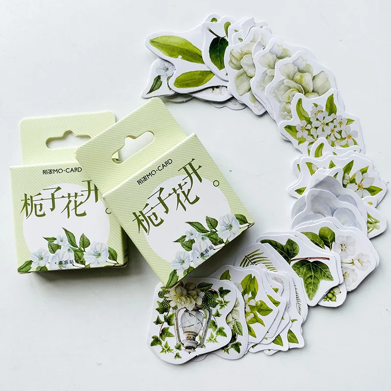 46pcs/Pack Cute Kawaii Gardenia Flower Sticker DIY Sticker Stick Label Notebook Album Diary Decor Stationery Kids Gift