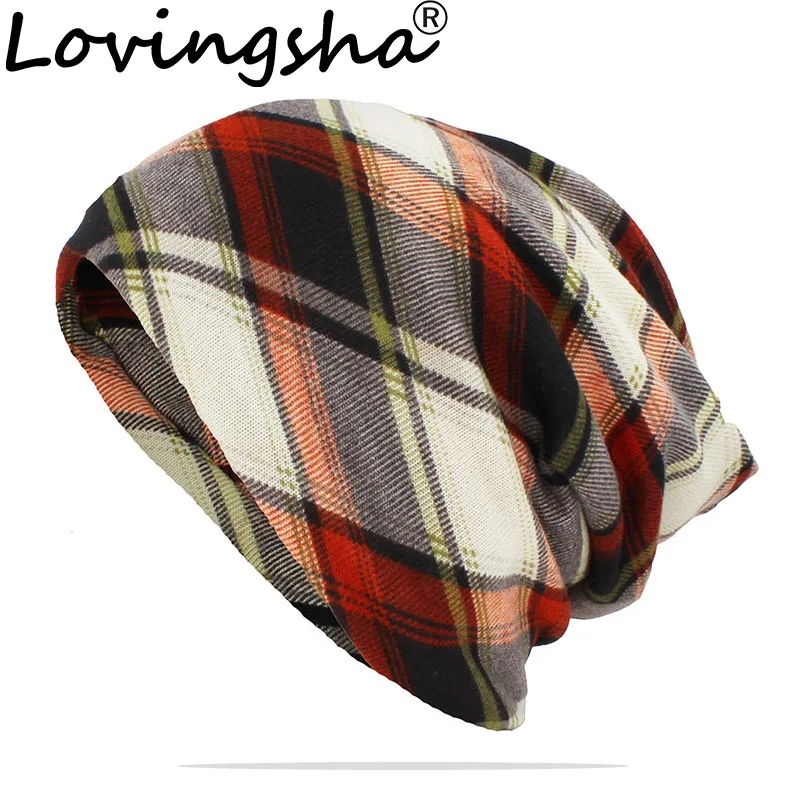 

LOVINGSHA Brand Autumn Winter Women Dual-use Hats Scarf thin Classical Design Men Skullies And Beanies Face Mask Ladies HT155