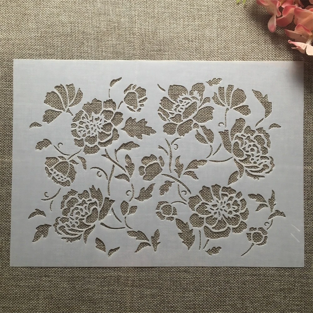 A4 29cm Flowers Branch DIY Layering Stencils Wall Painting Scrapbook Coloring Embossing Album Decorative Template