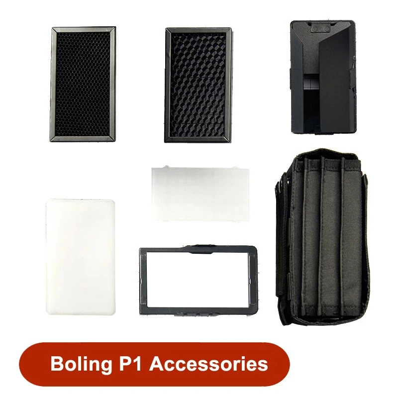 

Boling P1 Flash Light Accessories Kit Softbox Barn Door Honeycomb Diffuser Magnetic Base For Boling P1 LED Light