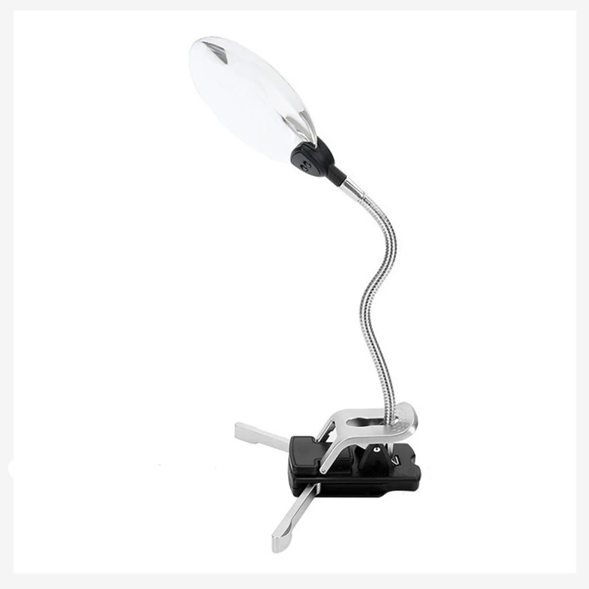 Flexible Magnifying Glass Lamp, LED Magnifier, Table Lamp, Reading Large Magnifying Glass, Clip-on Desk, Hand Soldering Tool