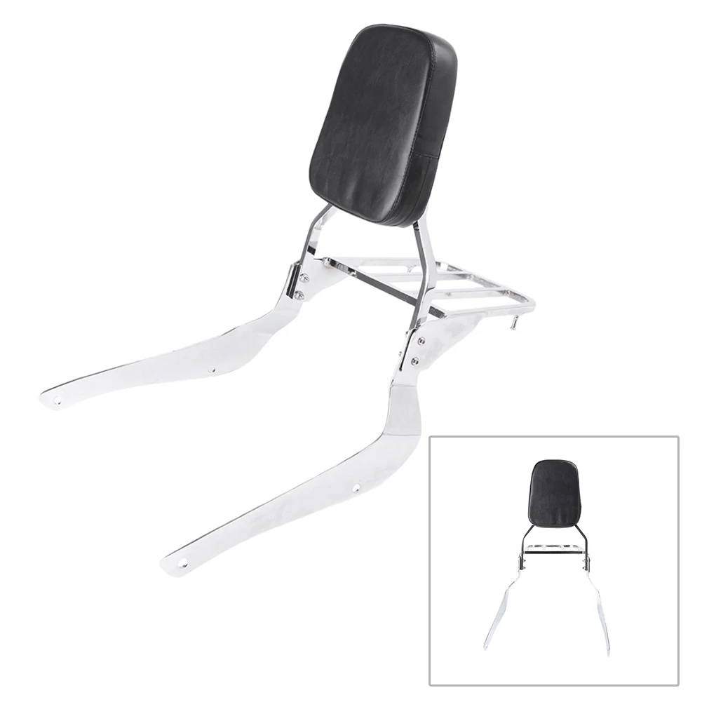 

Chrome Motorcycle Rear Passenger Backrest Sissy Bar w/ Luggage Rack Pad for Suzuki Volusia VL800 2001-2011