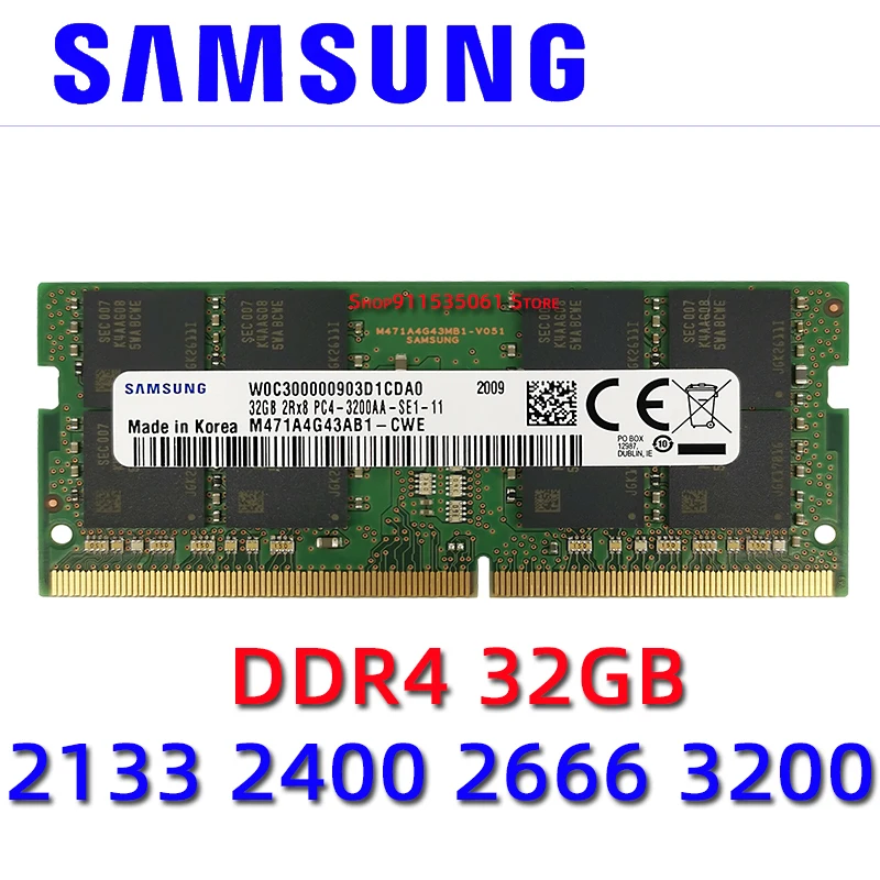 Samsung Laptop ddr4 ram 32GBPC4 2133MHz 2400MHz 2666Mhz 3200MHz 2400T 2133P 2666v 3200AA SO-DIMM notebook Memory