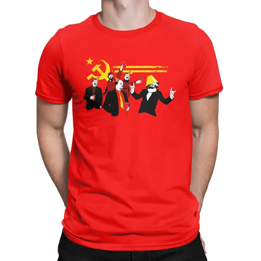 The Communist Party Men T Shirt Russian Soviet Marx Lenin Stalin Mao Castro T-Shirts Socialism Humor Tees 100% Cotton Clothing