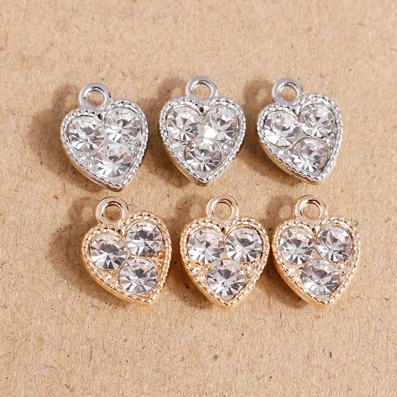 10 Stück 10*13mm süße Kristall Liebe Herz Charms für Schmuckherstellung Anhänger DIY Halskette Ohrringe Armband Zubehör Zubehör – Detail 2