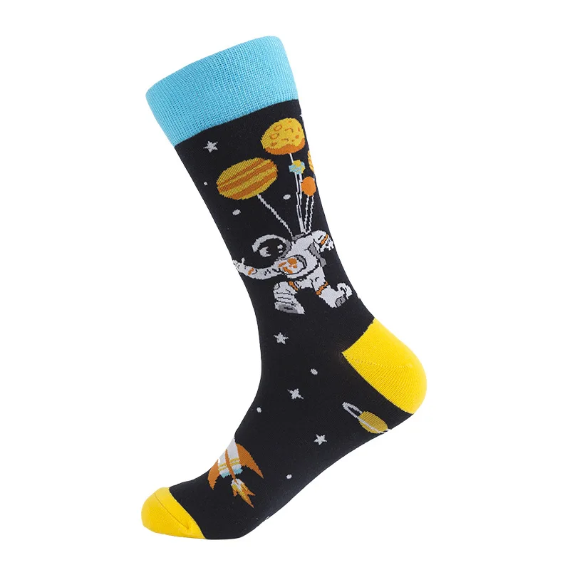 Big Size Cotton Men\'s Socks Hiphop Harajuku Happy Funny Fox Compression Dress Socks for Male Wedding Christmas Gift