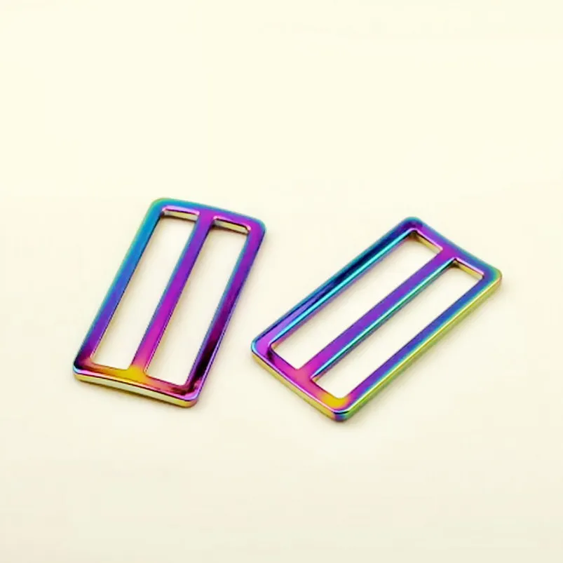 10/30/50Pcs Rainbow Metal Slides Tri glides  Roller Pin Buckles Strap Slider Adjuster for Bags Garment Leather Accessorie