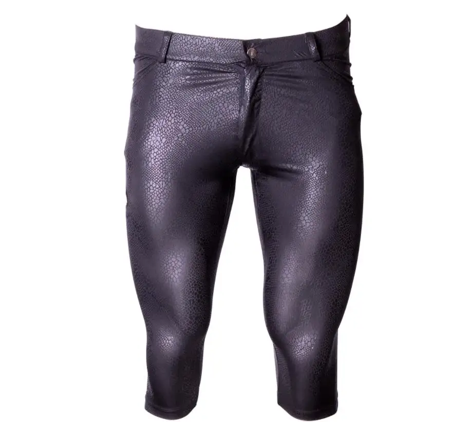 Men Sexy Customized Breathable Short Pants Silky Slim Tight Stretchy Ultra Thin Unique Faux Leather Stylish