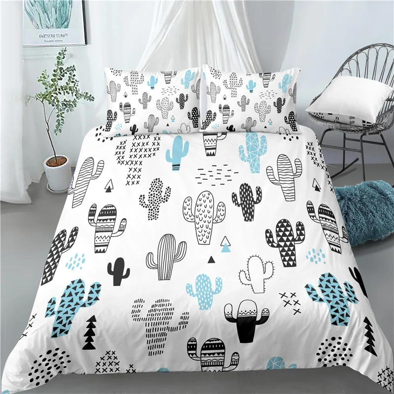 

Home Living Luxury 3D Cactus Print 2/3Pcs Soft Duvet Cover and PillowCase Kids Bedding Sets Queen and King EU/US/AU Size