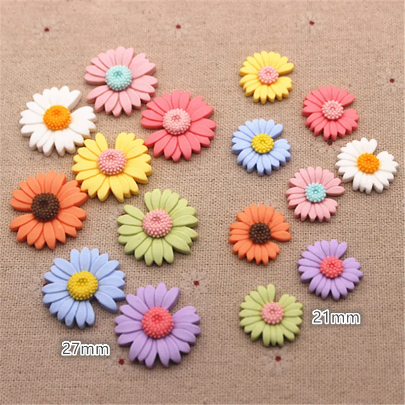 21mm/26mm Mix Spring Colors Cute Resin New Daisy Flower Flat back Cabochon DIY Home Decoration Craft Scrapbook Accessories