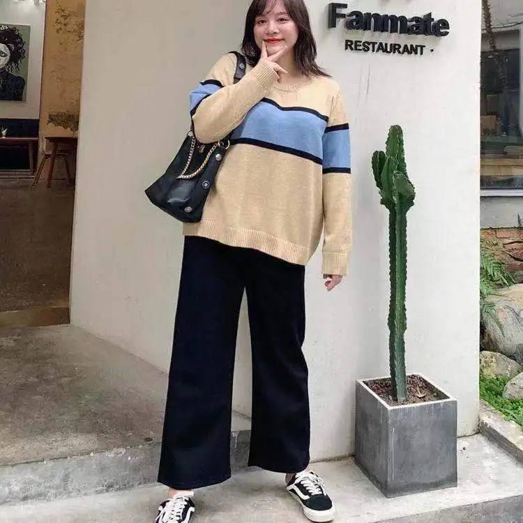 Women\'s Casual Wide Leg Pants, Female Cropped Trousers, Elastic, Soft Lady Pants, Loose, Black, Big, Over Plus Size, Summer