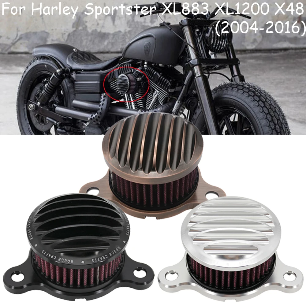 블랙 에어 필터 Moto rcycle Intake Air Cleaner System For Sportster XL Iron 883 XL1200 48 72 2004-2014 Filtre a Air moto 