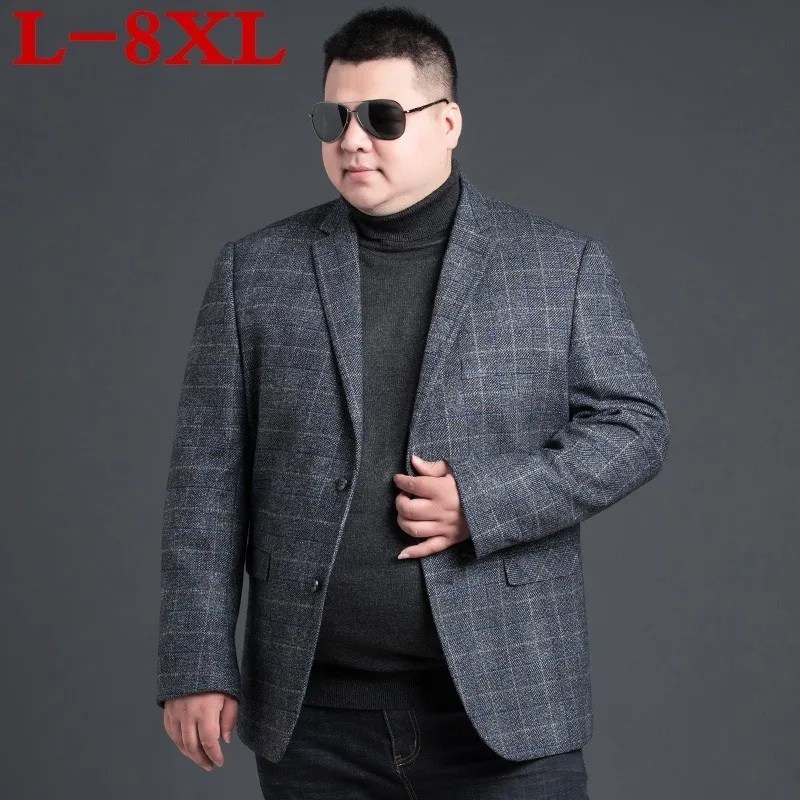 

Wool 8XL plus Men size Tailor Made Luxury Plaid Smart Casual Business Suits For Men,Bespoke Fashion Suit Jacket