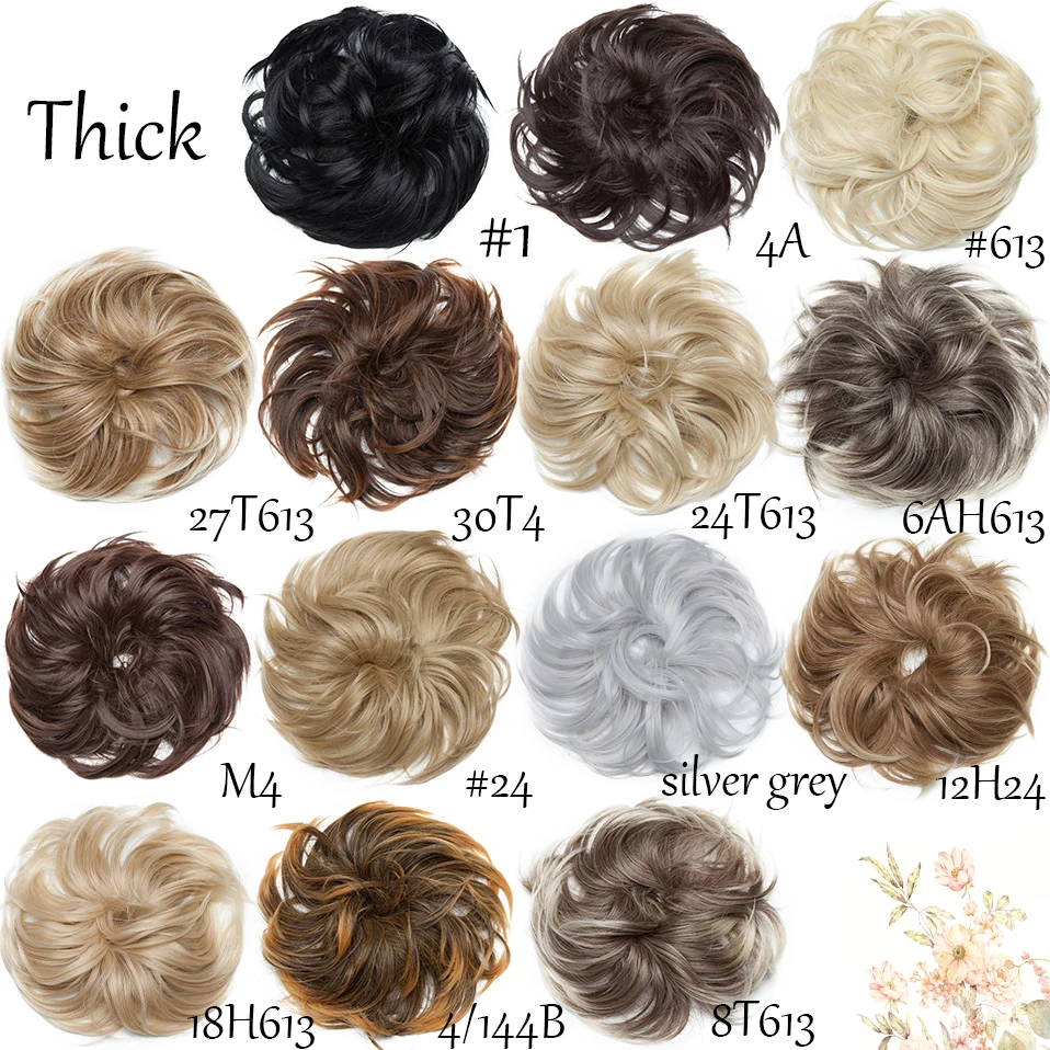 1 Piece Fluffy Messy Hair Big Bun Scrunchies For Women Rubber Band Hair Extension Synthetic Ombre Elastic Updo Chignon Hairpiece